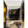 Image 3 : SMALL TOOL BOX WITH BUILT IN VICE & CONTENTS OF TOOLS & CRATE OF PAINTBALL RELATED ITEMS