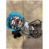Image 1 : BLUE BUCKET OF ASSORTED MAGIC THE GATHERING CARDS, PURSE, EREADER, SKI/SNOWBOARD GOGGLES, & MORE