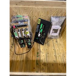 ASSORTED SURGE PROTECTORS, CHANNEL DECODERS, & POWER SUPPLIES