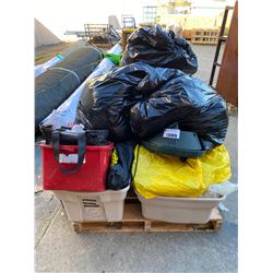 PALLET OF BAGS OF CLOTHES & MISC. STORAGE LOCKER ITEMS