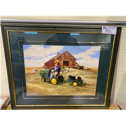 FRAMED JOHN DEERE TRACTOR PRINT 31 1/2" X 26 1/2"