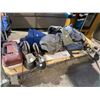 Image 1 : ASSORTED CAMPING/FISHING RELATED GEAR SUCH AS: HATCHET, FISHING REELS, BOOTS, TACKLE BOX , WET
