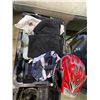 Image 3 : 2 BINS OF ASSORTED CONTENTS SUCH AS: HELMETS, CAMELBAK BACKPACK, HIGH-VIS VEST, & MORE