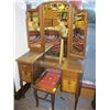 Image 1 : TRIPLE MIRROR VANITY DRESSER WITH STOOL
