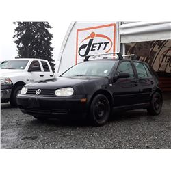 A12H --  2003 VW GOLF CL , Black , 188372  KM's "NO RESERVE"