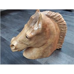 196 - Horse Head made of solid maple - Signed Paul Bourbeau Carving