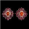 Image 1 : Natural Orange Opal & Ruby Earrings