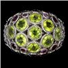 Image 1 : Natural Peridot & Rhodolite Garnet Ring