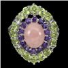 Image 1 : Natural Pink Opal 10x8MM, Amethyst &  Peridot Ring