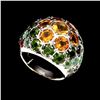 Image 1 : Natural Citrine Chrome Diopside Emerald Sapphire Ring