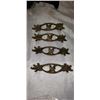 Image 1 : SET OF 4 ANTIQUE BRASS DRESSER HANDLES 3-1/2 CENTER