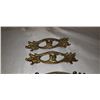 Image 2 : SET OF 4 ANTIQUE BRASS DRESSER HANDLES 3-1/2 CENTER