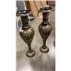 Image 8 : PAIR OF 30 INCH BRASS VASES W/ ETCHED FLORAL DESIGN