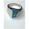 Image 2 : 10K White Gold Blue Topaz Ring