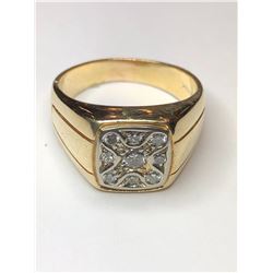 14K Men's Yellow Gold Diamond Ring