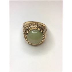 10K Yellow Gold Cabochon Jade Ring