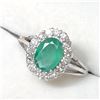 Image 2 : 10K White Gold Emerald(1.2ct) Diamond(0.42Ct,I1-I3,F-G) Ring (~Size 6) (~weight 3.35g), Made in Cana
