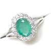 Image 3 : 10K White Gold Emerald(1.2ct) Diamond(0.42Ct,I1-I3,F-G) Ring (~Size 6) (~weight 3.35g), Made in Cana