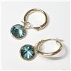 Image 2 : 14K Yellow Gold Moissanites(4.9ct) Moderate Greenish Blue Earrings (~weight 1.86g), Made in Canada, 