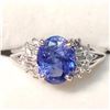 Image 1 : 10K White Gold Tanzanite(2.1ct) Diamond(0.2ct) Ring (~Size 6) (~weight 3.3g), Made in Canada, Apprai