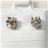 Image 1 : 14K White Gold Diamond(0.9Ct,Light Brown,I1-I2) Earrings (~weight 0.79g), Made in Canada, Appraised 