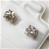 Image 3 : 14K White Gold Diamond(0.9Ct,Light Brown,I1-I2) Earrings (~weight 0.79g), Made in Canada, Appraised 
