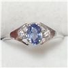 Image 1 : 10K White Gold Sapphire(0.55ct) Diamond(0.04ct) Ring (~Size 6) (~weight 1.22g), Made in Canada, Appr