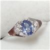 Image 2 : 10K White Gold Sapphire(0.55ct) Diamond(0.04ct) Ring (~Size 6) (~weight 1.22g), Made in Canada, Appr