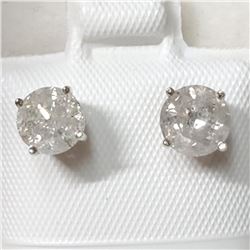 14K White Gold Diamond(1.6Ct,I3,H-I) Earrings (~weight 1.1g), Appraised Retail $4300
