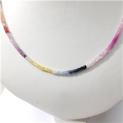 Silver White,Yellow,Green,Orange,Purple, Blue Sapphire(28.93ct) Necklace (~length 16cm) (~weight 10.