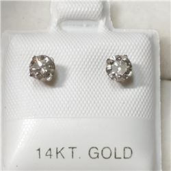 14K White Gold Diamond(0.5Ct,I1-I2,F-G) Earrings (~weight 0.52g), Made in Canada, Appraised Retail $