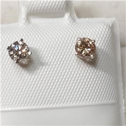 14K White Gold Diamond(0.4Ct,I1-I3,H-I) Earrings (~weight 0.55g), Made in Canada, Appraised Retail $