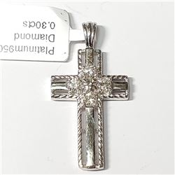 Pt Diamond(0.3Ct,I1-I2,F-G) "Pt950", Cross Pendant (~weight 3.83g), Made in Canada, Appraised Retail