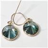 Image 2 : 14K Yellow Gold Moissanites(3.7ct) Moderate Greenish Blue Earrings (~weight 1.08g), Made in Canada, 