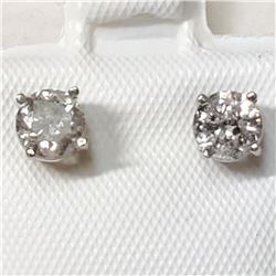 14K White Gold Diamond(0.75Ct,I2-I3,G-H) Earrings (~weight 0.78g), Made in Canada, Appraised Retail 