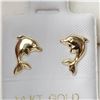 Image 1 : 14K Yellow Gold Dolphin Shaped Earrings, Made in Canada, Appraised Retail $200