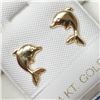 Image 2 : 14K Yellow Gold Dolphin Shaped Earrings, Made in Canada, Appraised Retail $200