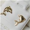 Image 3 : 14K Yellow Gold Dolphin Shaped Earrings, Made in Canada, Appraised Retail $200