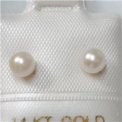 14K Yellow Gold Pearl Earrings, Suggested Retail Value $120