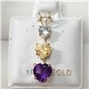 Image 1 : 10K Yellow Gold Blue Topaz,Citrine, Amethyst Pendant, Suggested Retail Value $300