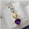 Image 2 : 10K Yellow Gold Blue Topaz,Citrine, Amethyst Pendant, Suggested Retail Value $300