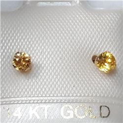 14K Yellow Gold Yellow Sapphire Earrings, Made in Canada, Suggested Retail Value $150