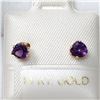 Image 1 : 14K Yellow Gold Amethyst Heart Shaped Earrings, Made in Canada, Suggested Retail Value $150