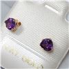 Image 3 : 14K Yellow Gold Amethyst Heart Shaped Earrings, Made in Canada, Suggested Retail Value $150