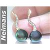 Image 1 : CERT 11 MM Black Tahitian Pearl & Diamond Earrings 14kt