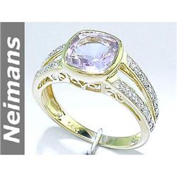 Certified 5.25 ct Amethyst & Pink Tourmaline Ring 14kt