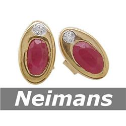 Certified 1.00 ct Ruby & Diamond Stud Earrings 14k Gold