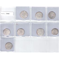 ABBASID: al Wathiq, 842-847, LOT of 8 silver dirhams
