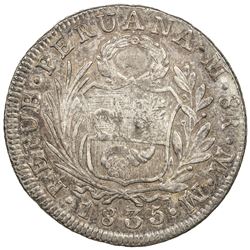 CHOPMARKED COINS: PERU: Republic, AR 8 reales, Lima, 1835. F