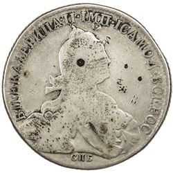 CHOPMARKED COINS: RUSSIAN EMPIRE: Catherine II, 1762-1796, AR rouble, St. Petersburg, 1774. VG-F